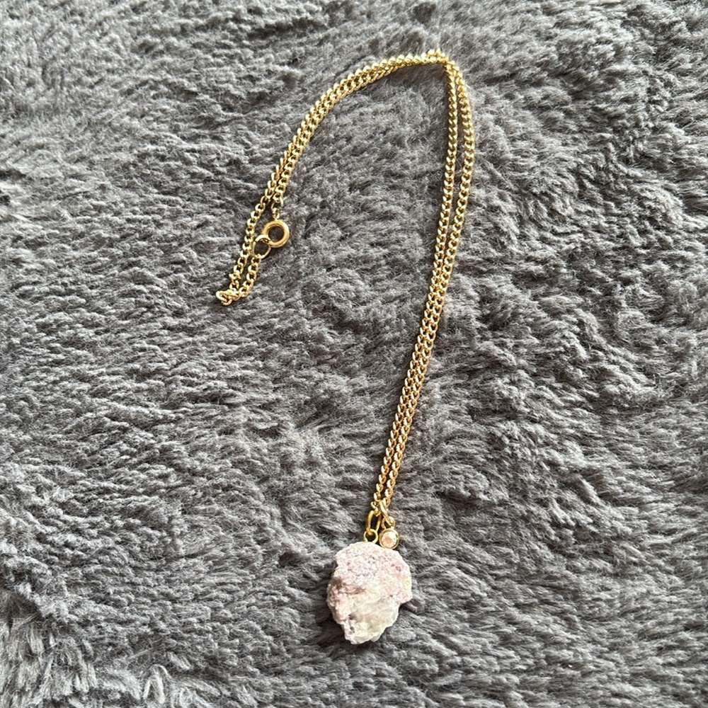 SOLD Handcrafted Gold Amethyst Pendant 16” Necklace - Picture 4 of 4